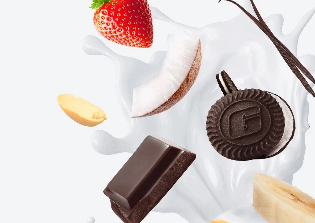 Sabores de Whey protein, chocolate, morango, banana e cookies