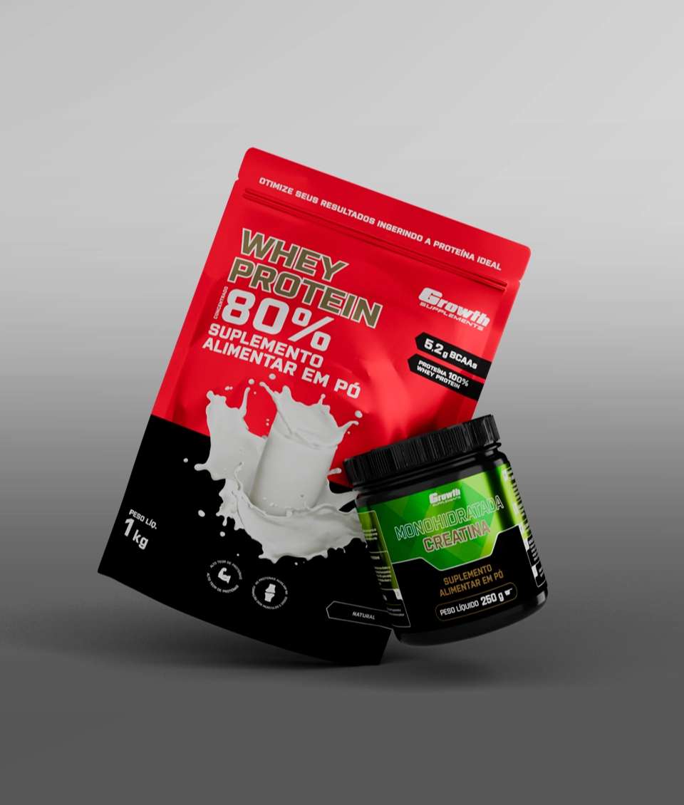 Kit whey protein concentrado e creatina 2 - Growth Supplements