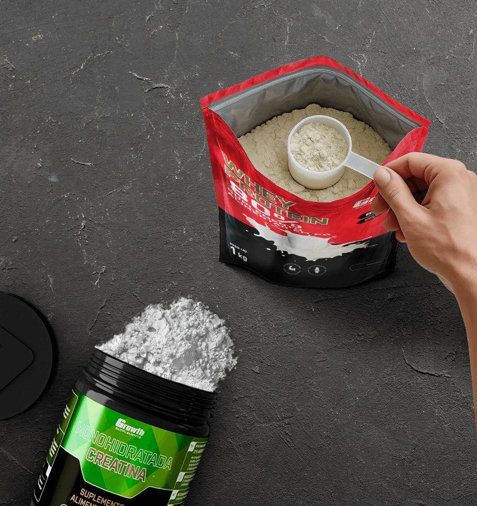 Kit whey protein concentrado e creatina 1 - Growth Supplements