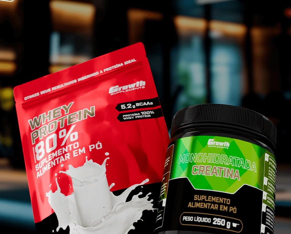 Kit whey protein concentrado e creatina 3 - Growth Supplements