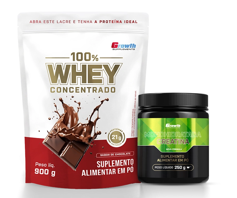 Foto do produto KIT ESSENCIAL - 100% WHEY PROTEIN CONCENTRADO (900G) + CREATINA MONOHIDRATADA (250G)					