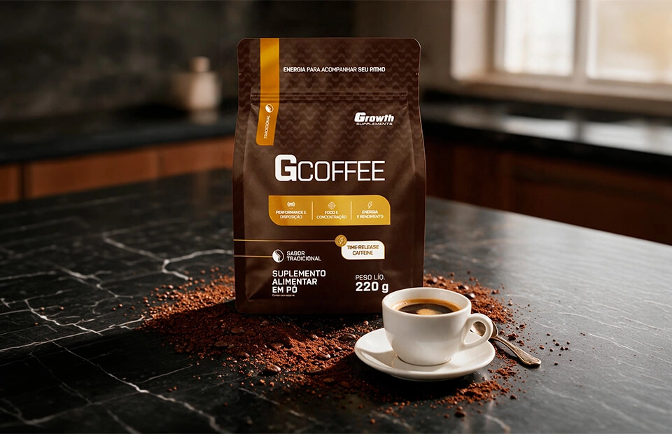 IMAGEM ILUSTRATIVA - Gcoffee em cima de uma mesa com uma chícara de café ao lado