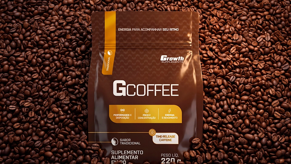 IMAGEM ILUSTRATIVA - Gcoffee Growth Supplements com varios grãos de café ao fundo