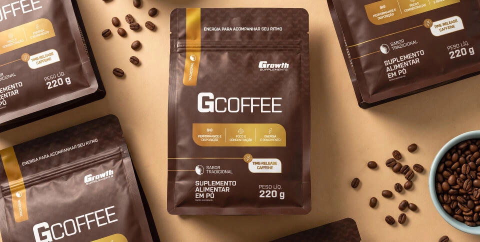 IMAGEM ILUSTRATIVA - Gcoffee Growth Supplements com varios grãos de café ao fundo
