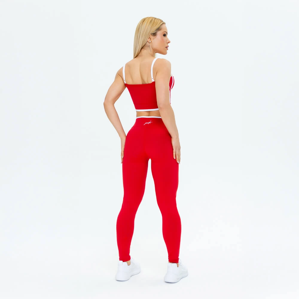 Legging Growth Vies Contrastante Vermelho com Branco