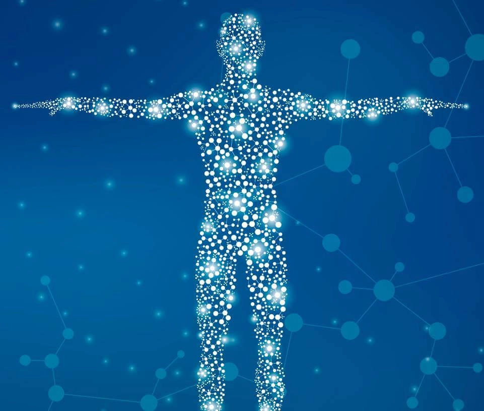GROWTH SUPPLEMENTS - Imagem ilustrativa corpo humano formado por moléculas